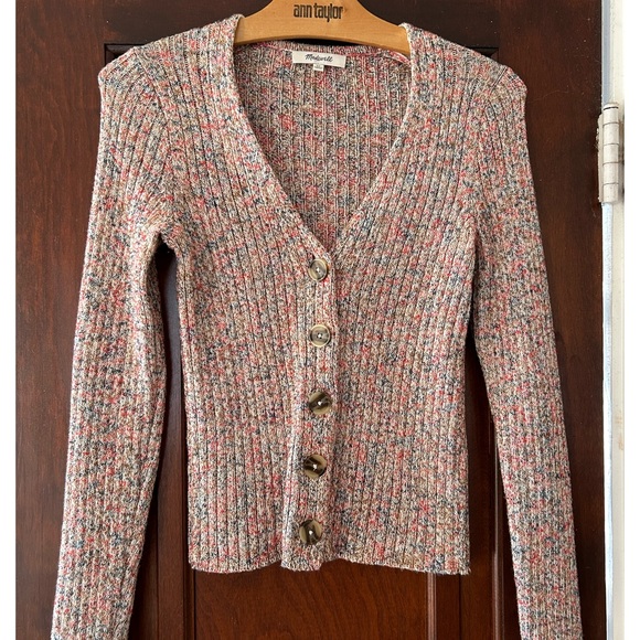 Madewell Marled Shrunken Ribbed Cardigan Sweater - Picture 9 of 10